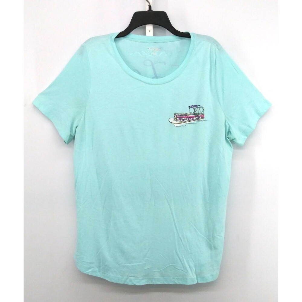 Kim Rogers Curvy Shirt Women Plus Size 1X Blue "The Lake Is My Happy Place"